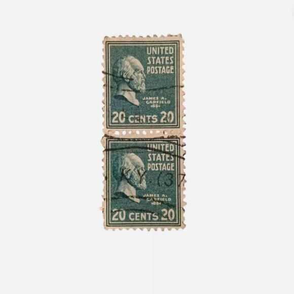 James Garfield 20 Cents 2 stamps Green vertical block NH US Postage stamp - Picture 1 of 3